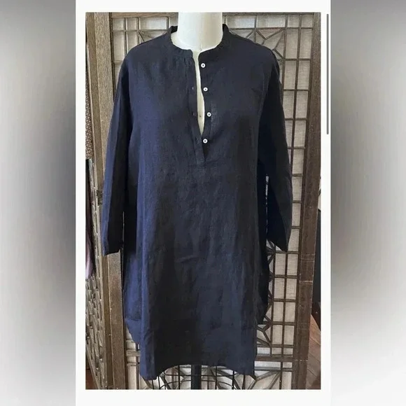 Jess brown Atelier Tunic in black linen - Picture 2 of 3